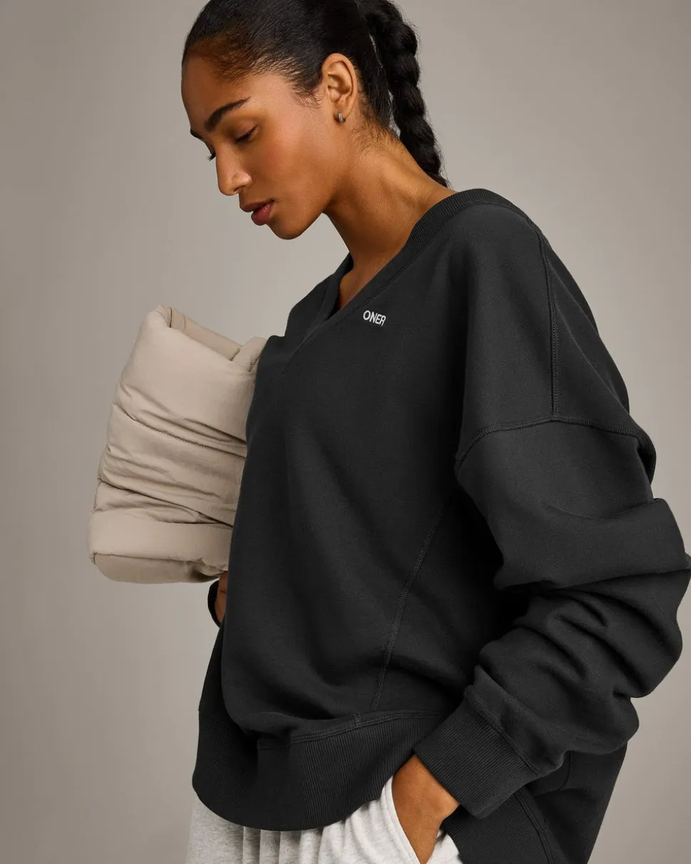 Cotton Vintage Lounge V Neck Sweatshirt