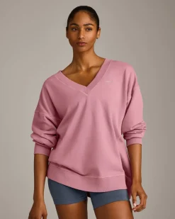 Cotton Vintage Lounge V Neck Sweatshirt