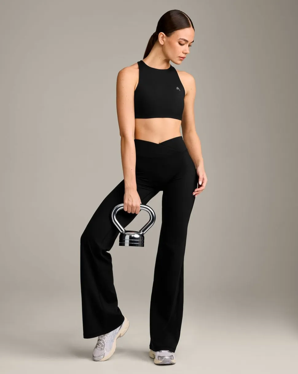 EasyLift™ High Neck Sports Bra with Grey Logo