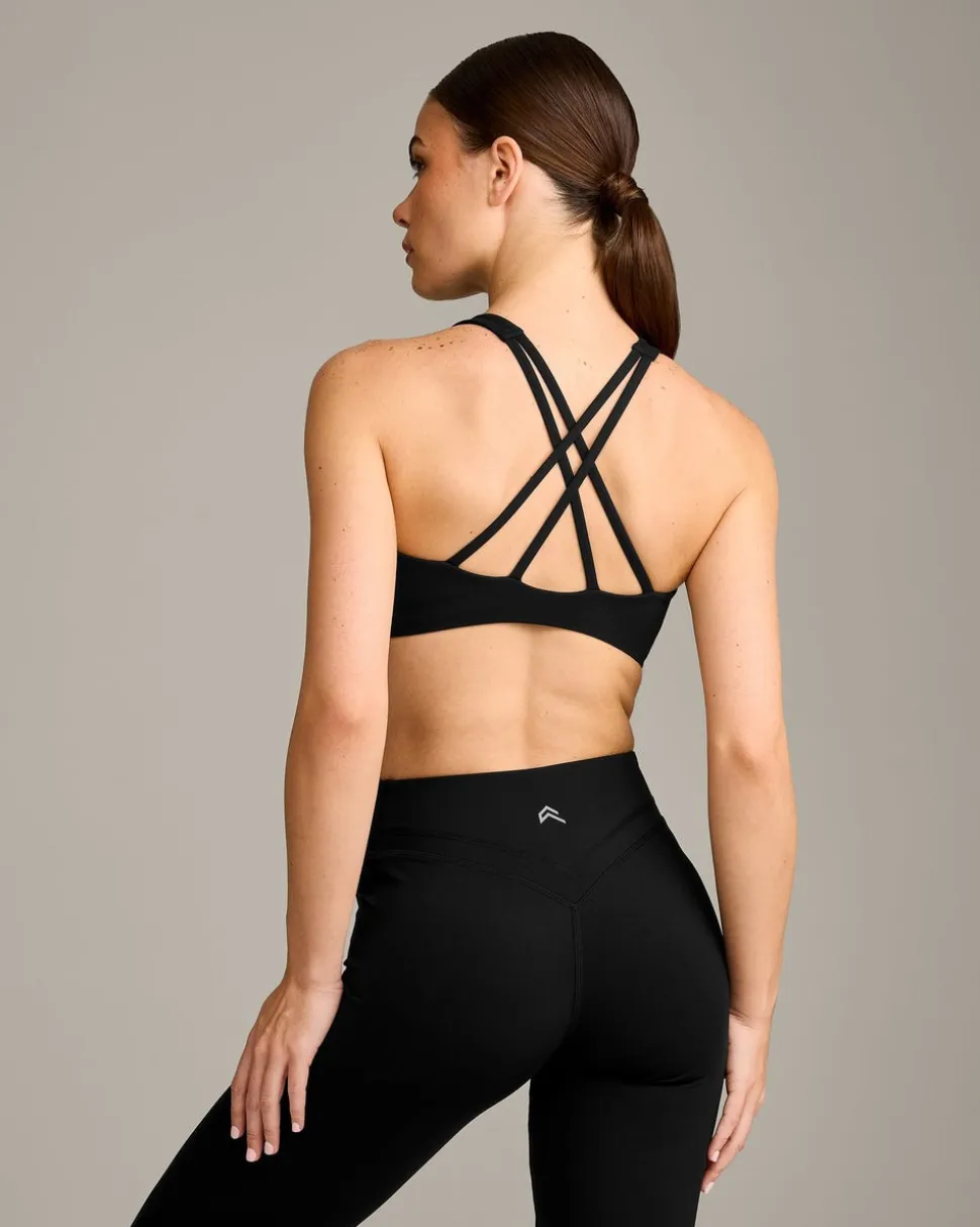 EasyLift™ High Neck Sports Bra with Grey Logo