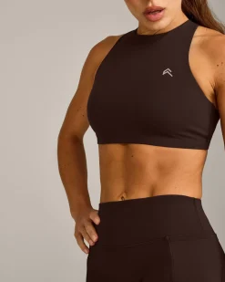 EasyLift™ High Neck Sports Bra with Grey Logo