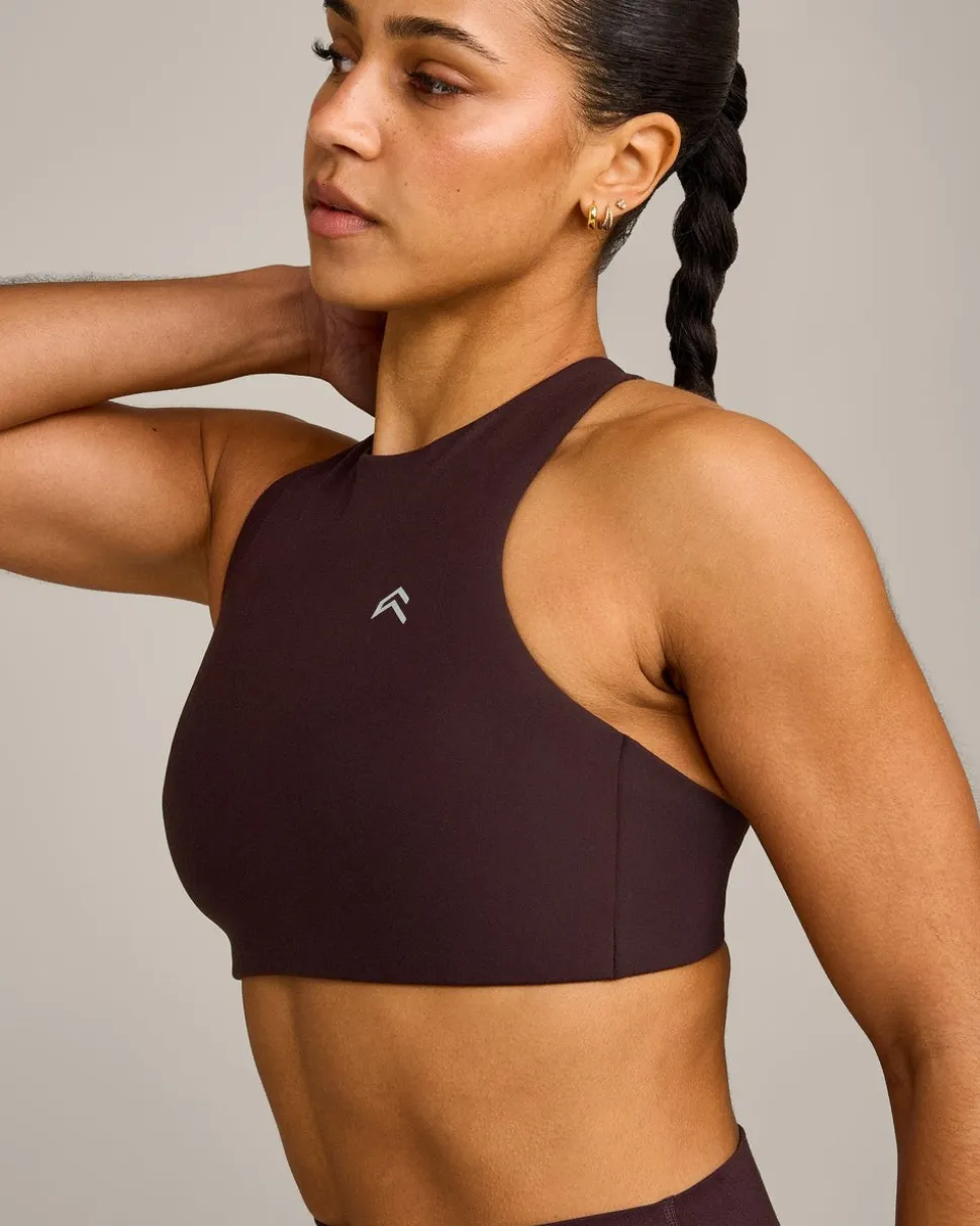 EasyLift™ High Neck Sports Bra with Grey Logo