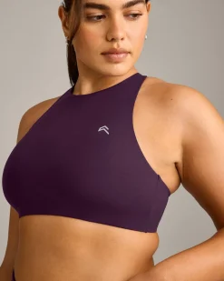 EasyLift™ High Neck Sports Bra with Grey Logo