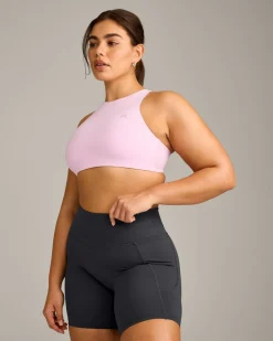 EasyLift™ High Neck Sports Bra with Grey Logo