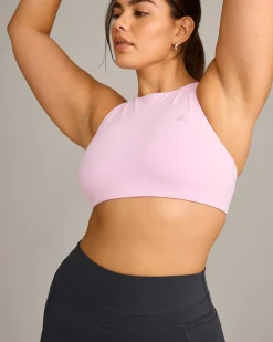 EasyLift™ High Neck Sports Bra with Grey Logo