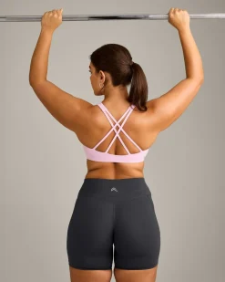 EasyLift™ High Neck Sports Bra with Grey Logo
