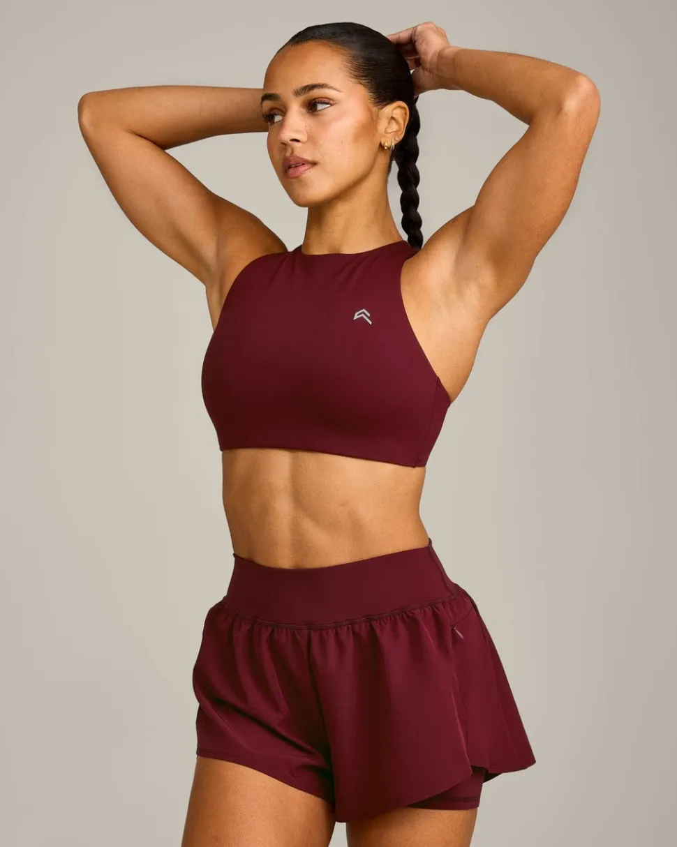 EasyLift™ High Neck Sports Bra with Grey Logo