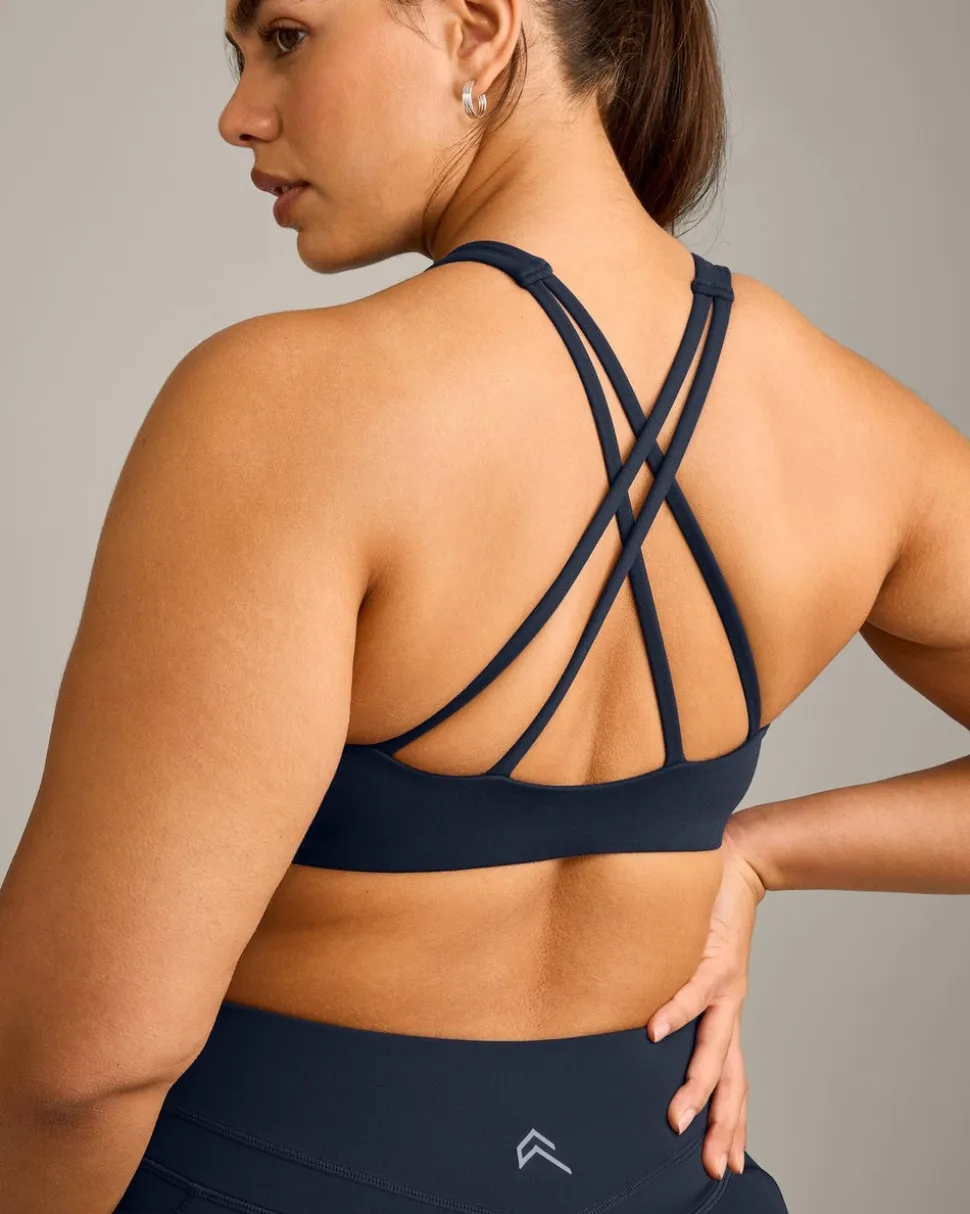 EasyLift™ High Neck Sports Bra with Grey Logo