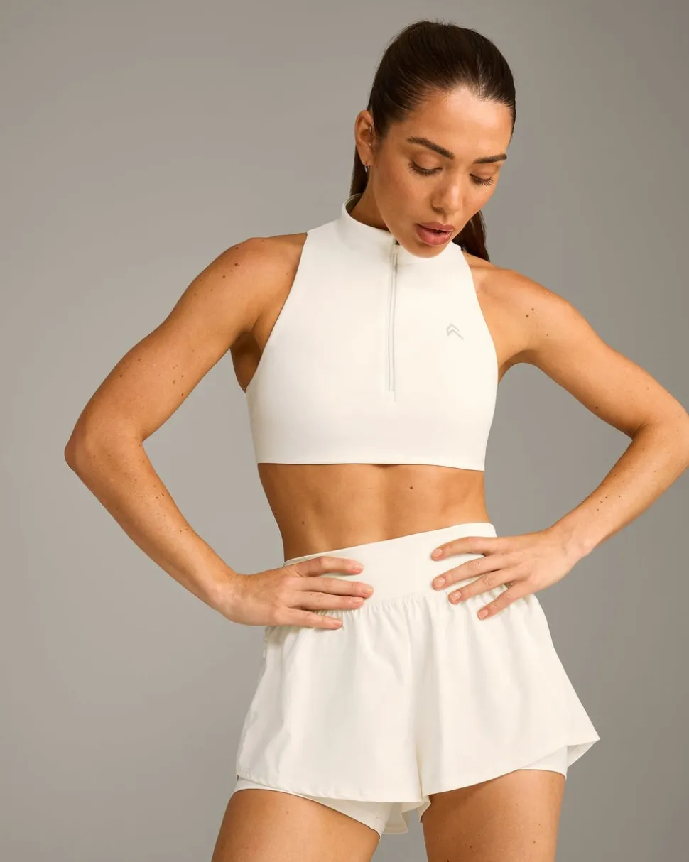 EasyLift™ Zip High Neck Sports Bra with Grey Logo