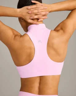 EasyLift™ Zip High Neck Sports Bra with Grey Logo