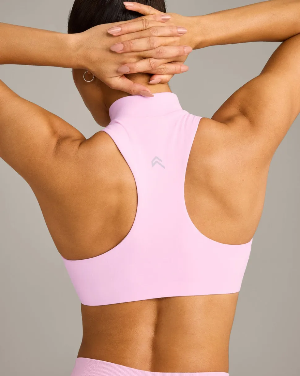 EasyLift™ Zip High Neck Sports Bra with Grey Logo