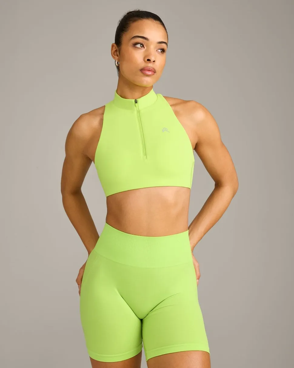 EasyLift™ Zip High Neck Sports Bra with Grey Logo