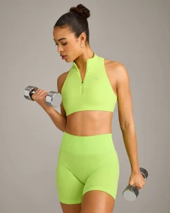 EasyLift™ Zip High Neck Sports Bra with Grey Logo