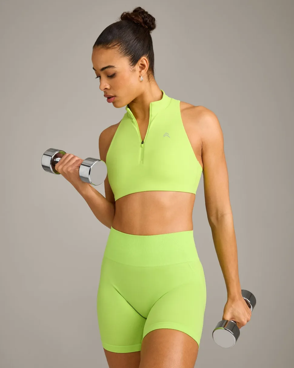EasyLift™ Zip High Neck Sports Bra with Grey Logo
