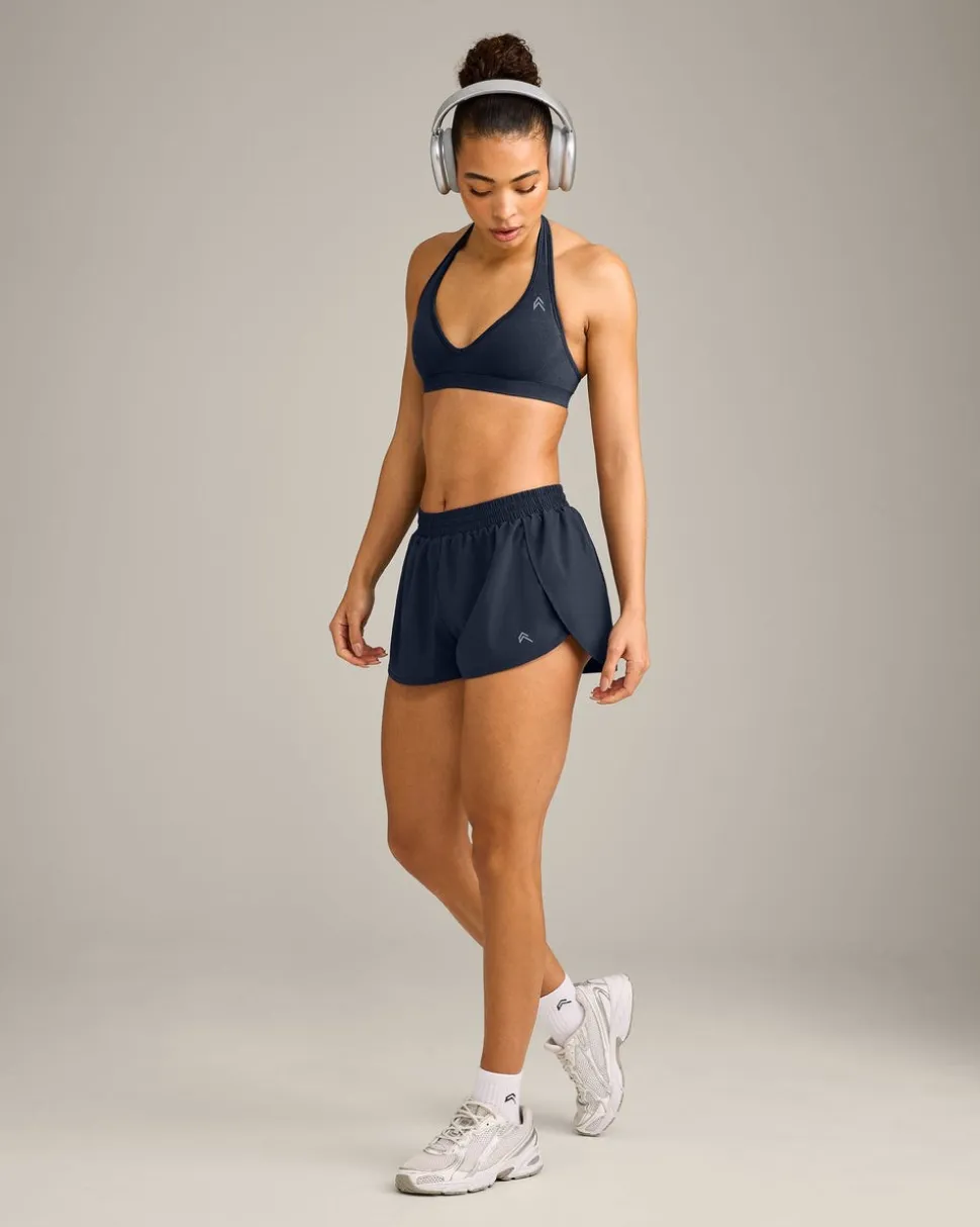 EffortlessLift™ Seamless Halter Neck Sports Bra with Grey Logo