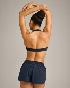 EffortlessLift™ Seamless Halter Neck Sports Bra with Grey Logo
