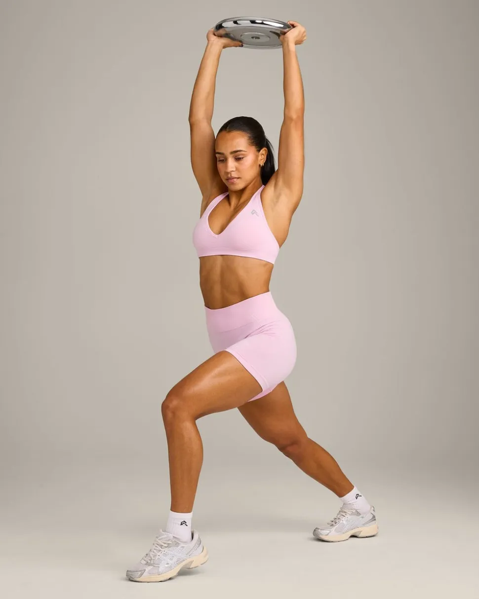EffortlessLift™ Seamless Halter Neck Sports Bra with Grey Logo