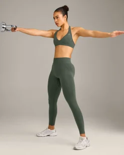 EffortlessLift™ Seamless Mid Rise Leggings with Grey Logo