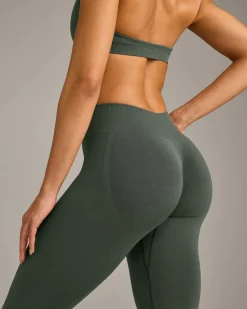 EffortlessLift™ Seamless Mid Rise Leggings with Grey Logo
