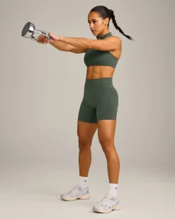 EffortlessLift™ Seamless Mid Rise Shorts with Grey Logo
