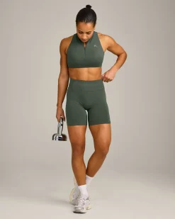 EffortlessLift™ Seamless Mid Rise Shorts with Grey Logo