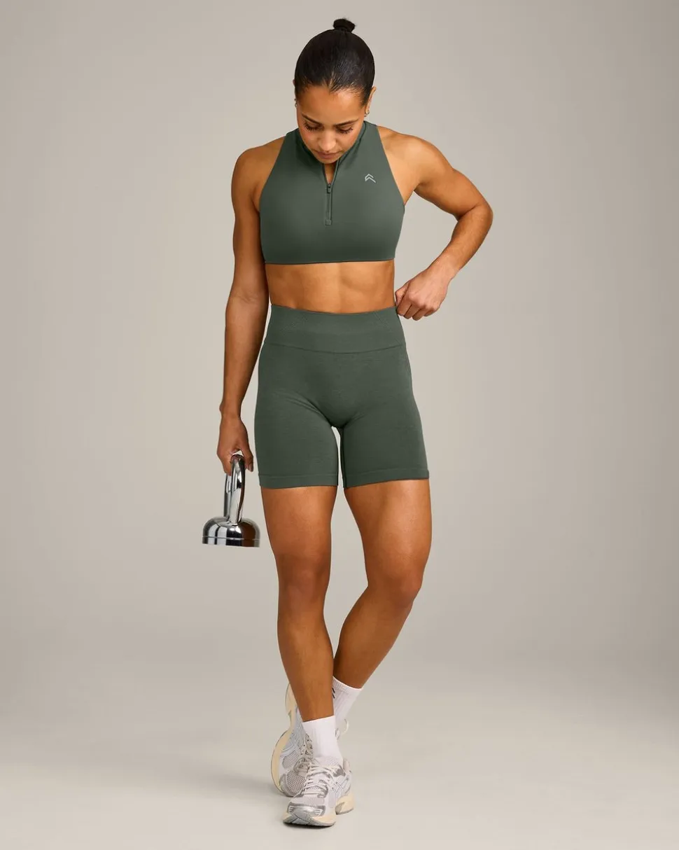 EffortlessLift™ Seamless Mid Rise Shorts with Grey Logo