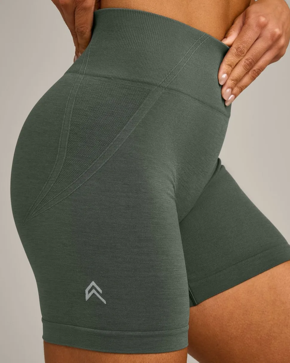 EffortlessLift™ Seamless Mid Rise Shorts with Grey Logo