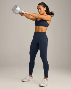 EffortlessLift™ Seamless Mid Rise Leggings with Grey Logo