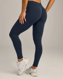 EffortlessLift™ Seamless Mid Rise Leggings with Grey Logo