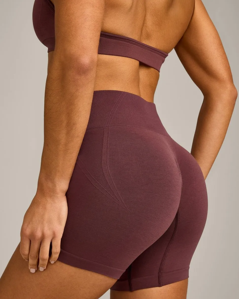 EffortlessLift™ Seamless Mid Rise Shorts with Grey Logo