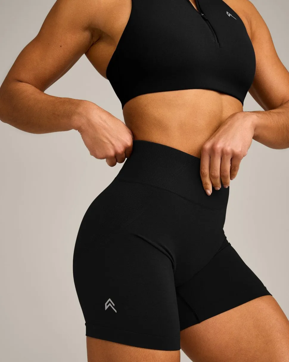 EffortlessLift™ Seamless Mid Rise Shorts with Grey Logo