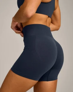 EffortlessLift™ Seamless Mid Rise Shorts with Grey Logo