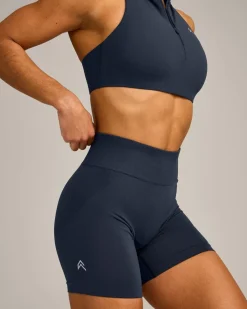 EffortlessLift™ Seamless Mid Rise Shorts with Grey Logo