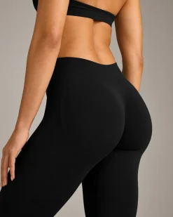 EffortlessLift™ Seamless Mid Rise Leggings with Grey Logo