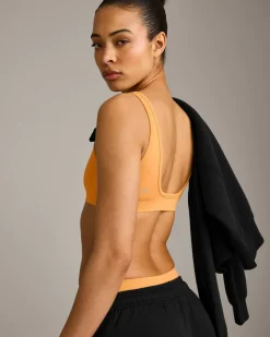 EffortlessLift™ Square Neck Sports Bra with Grey Logo