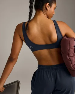EffortlessLift™ Square Neck Sports Bra with Grey Logo