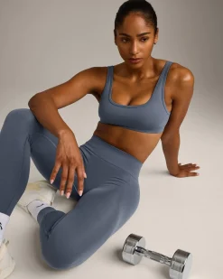 EffortlessLift™ Square Neck Sports Bra with Grey Logo