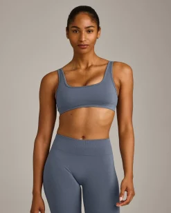 EffortlessLift™ Square Neck Sports Bra with Grey Logo