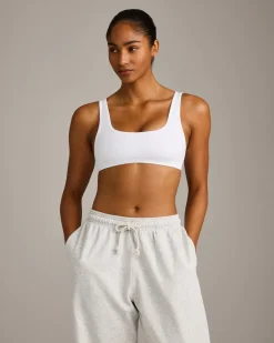 EffortlessLift™ Square Neck Sports Bra with Grey Logo