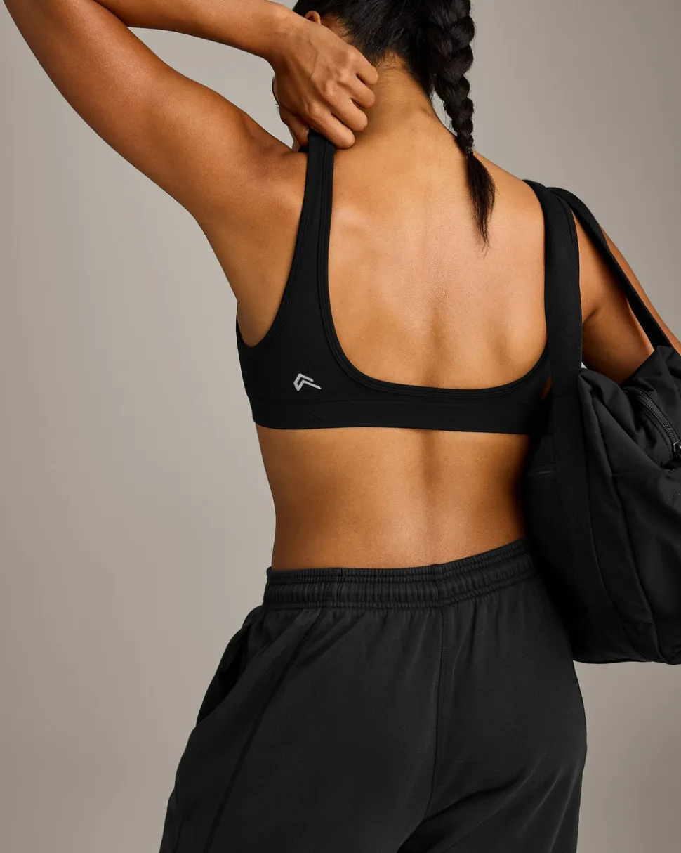 EffortlessLift™ Square Neck Sports Bra with Grey Logo