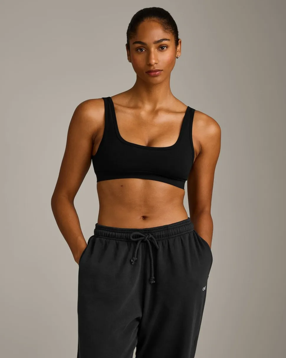 EffortlessLift™ Square Neck Sports Bra with Grey Logo