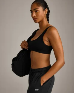 EffortlessLift™ Square Neck Sports Bra with Grey Logo