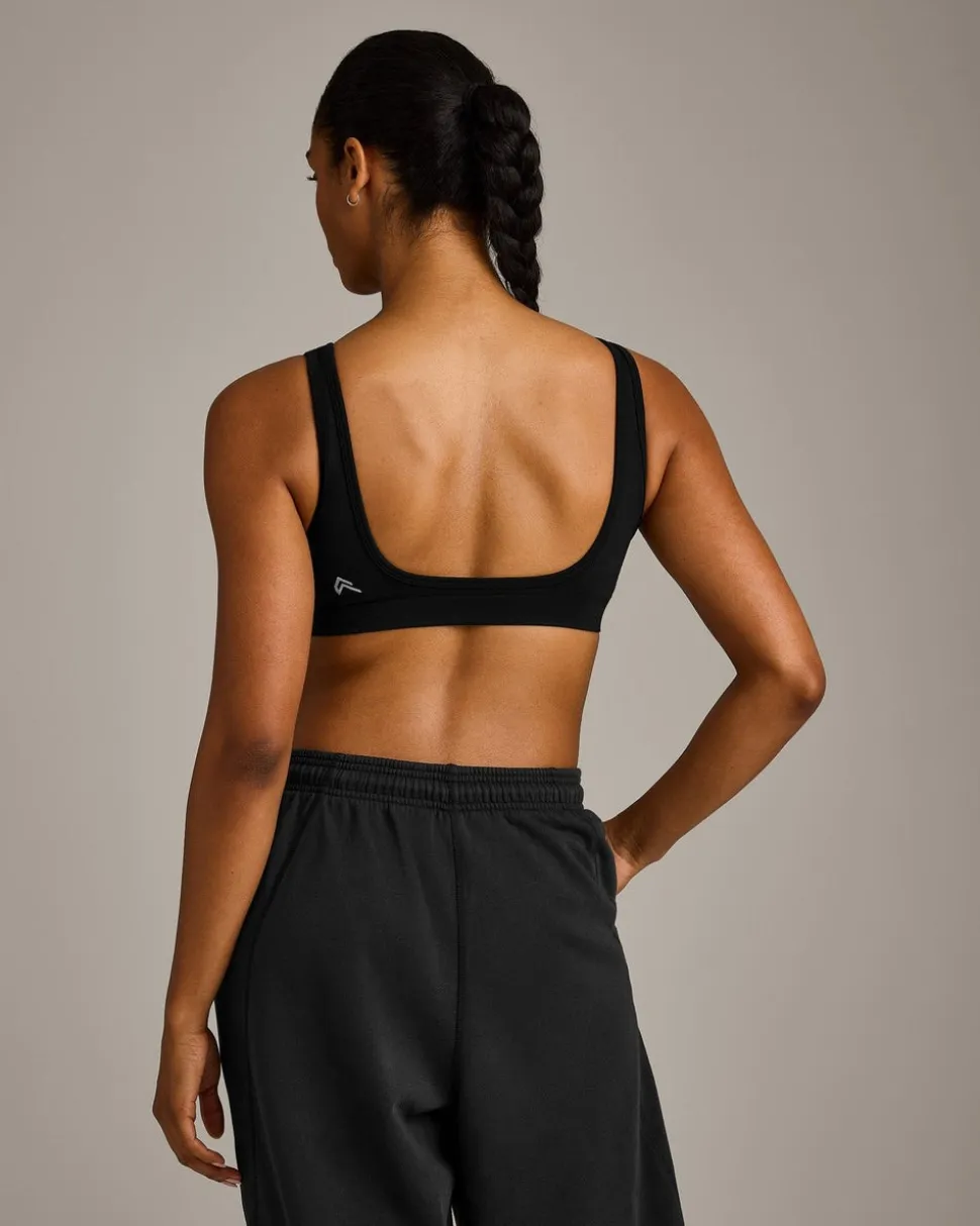 EffortlessLift™ Square Neck Sports Bra with Grey Logo