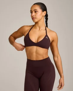 EnhanceLift™ Seamless Minimal Halter Neck Bralette with Grey Logo