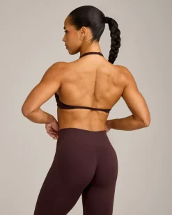 EnhanceLift™ Seamless Minimal Halter Neck Bralette with Grey Logo