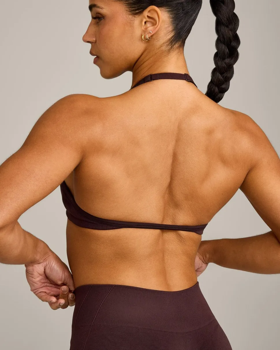 EnhanceLift™ Seamless Minimal Halter Neck Bralette with Grey Logo