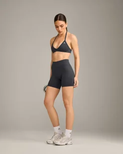 EnhanceLift™ Seamless Minimal Halter Neck Bralette with Grey Logo