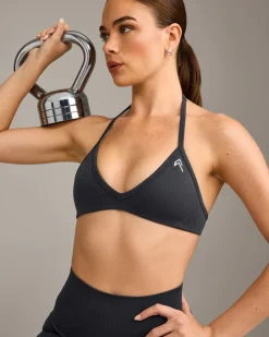 EnhanceLift™ Seamless Minimal Halter Neck Bralette with Grey Logo