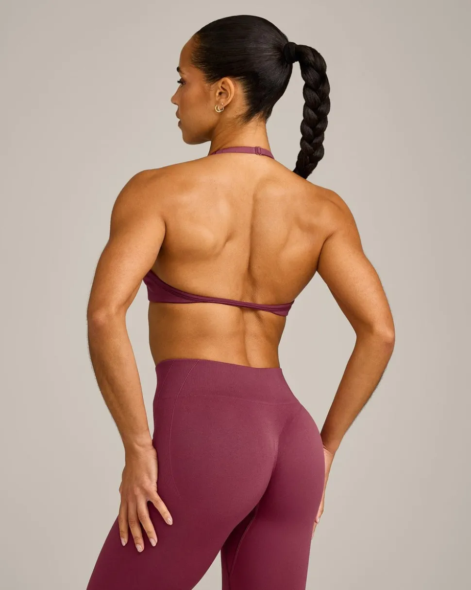 EnhanceLift™ Seamless Minimal Halter Neck Bralette with Grey Logo