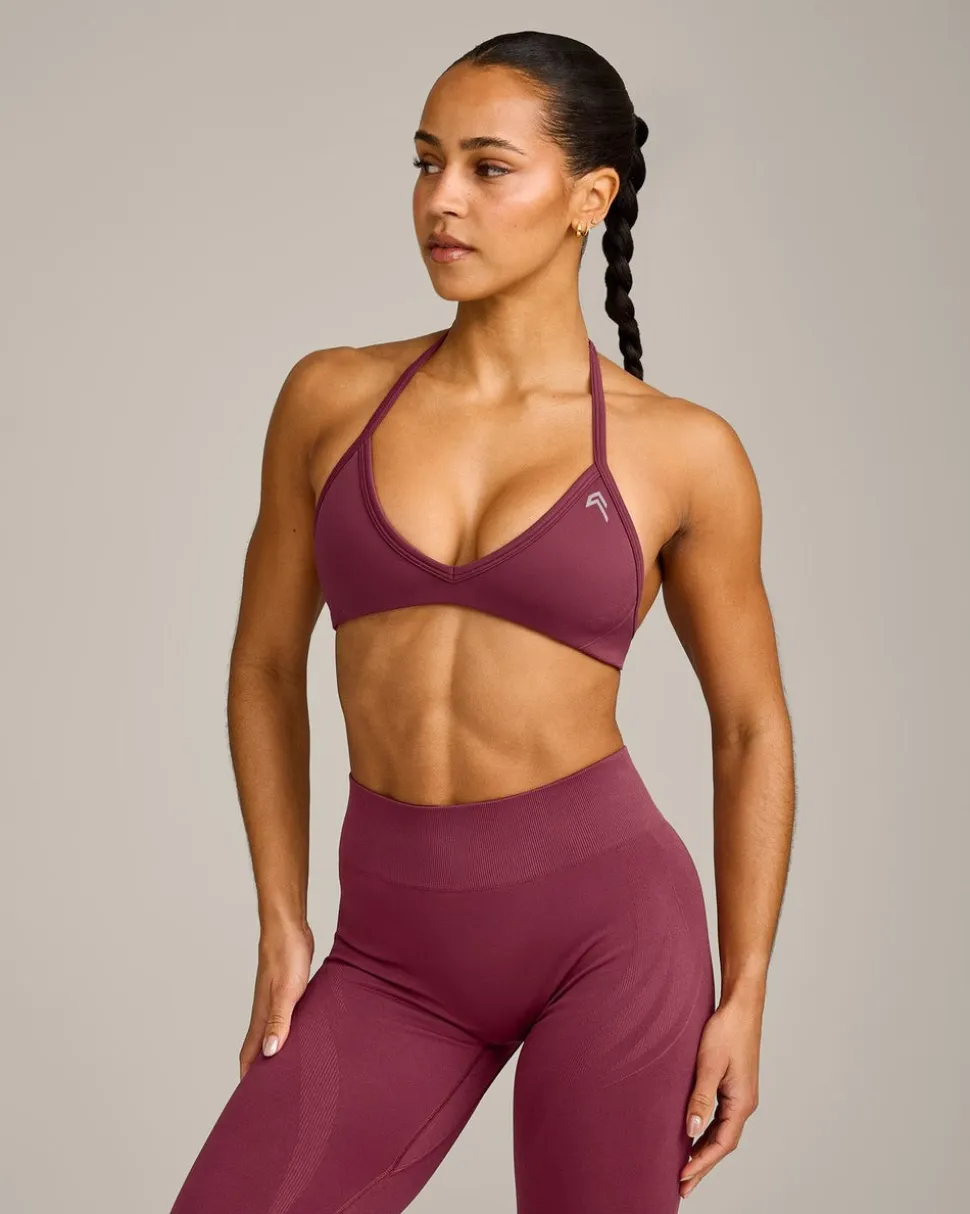 EnhanceLift™ Seamless Minimal Halter Neck Bralette with Grey Logo